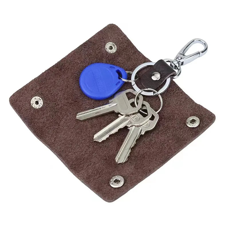 Vintage PU Leather Key Bag, Multi-Function Vertical Square Key Pouch