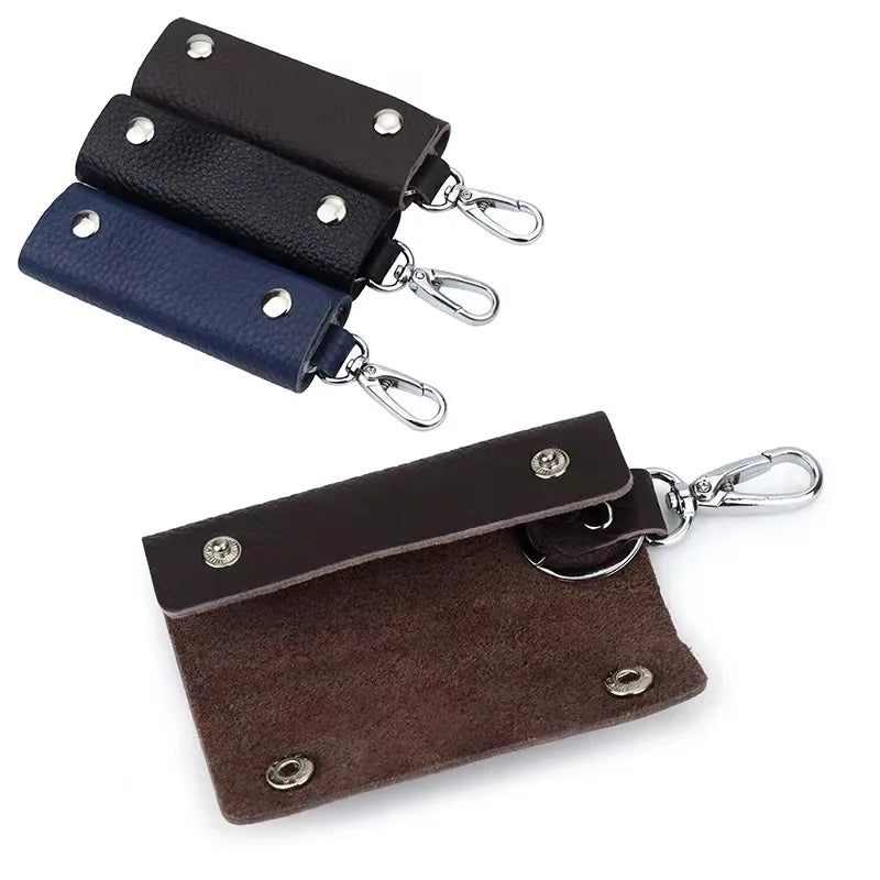 Vintage PU Leather Key Bag, Multi-Function Vertical Square Key Pouch