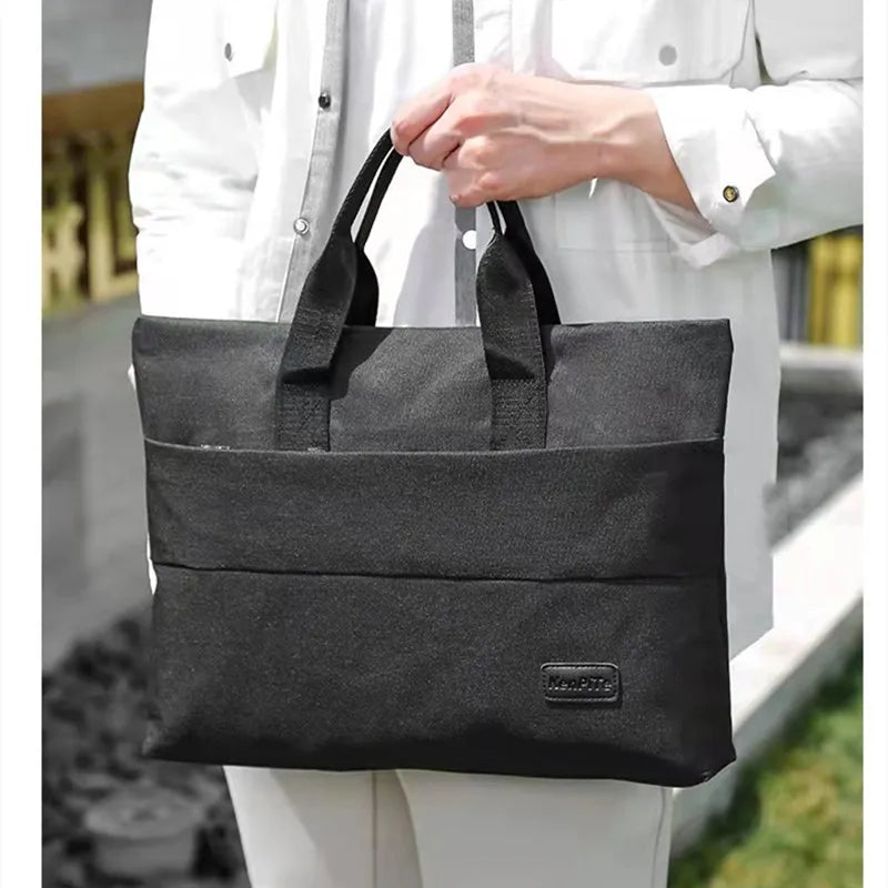 Four Seasons Unisex Solid Briefcase, Zipper Multifunctional Handbag