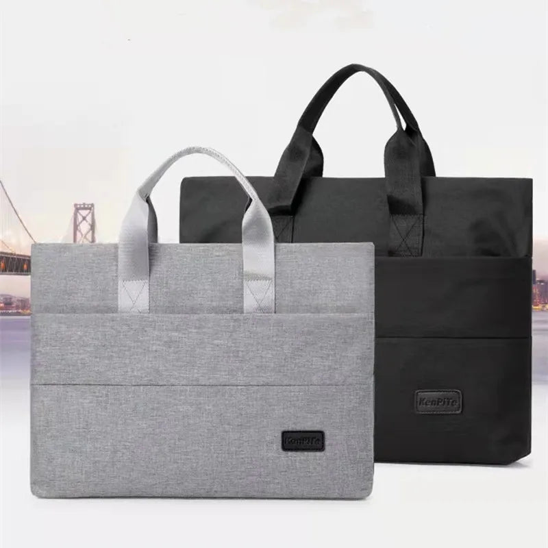 Four Seasons Unisex Solid Briefcase, Zipper Multifunctional Handbag