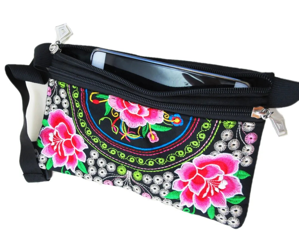 Vintage Hmong Ethnic Waist Bag Embroidery Waist Pack Bags
