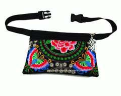 Vintage Hmong Tribal Ethnic Embroidery Waist Bags Women Waist Pack Bags