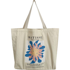 French Arts Female Canvas Shoulder Bag Matisse Flower Print Book Handbag