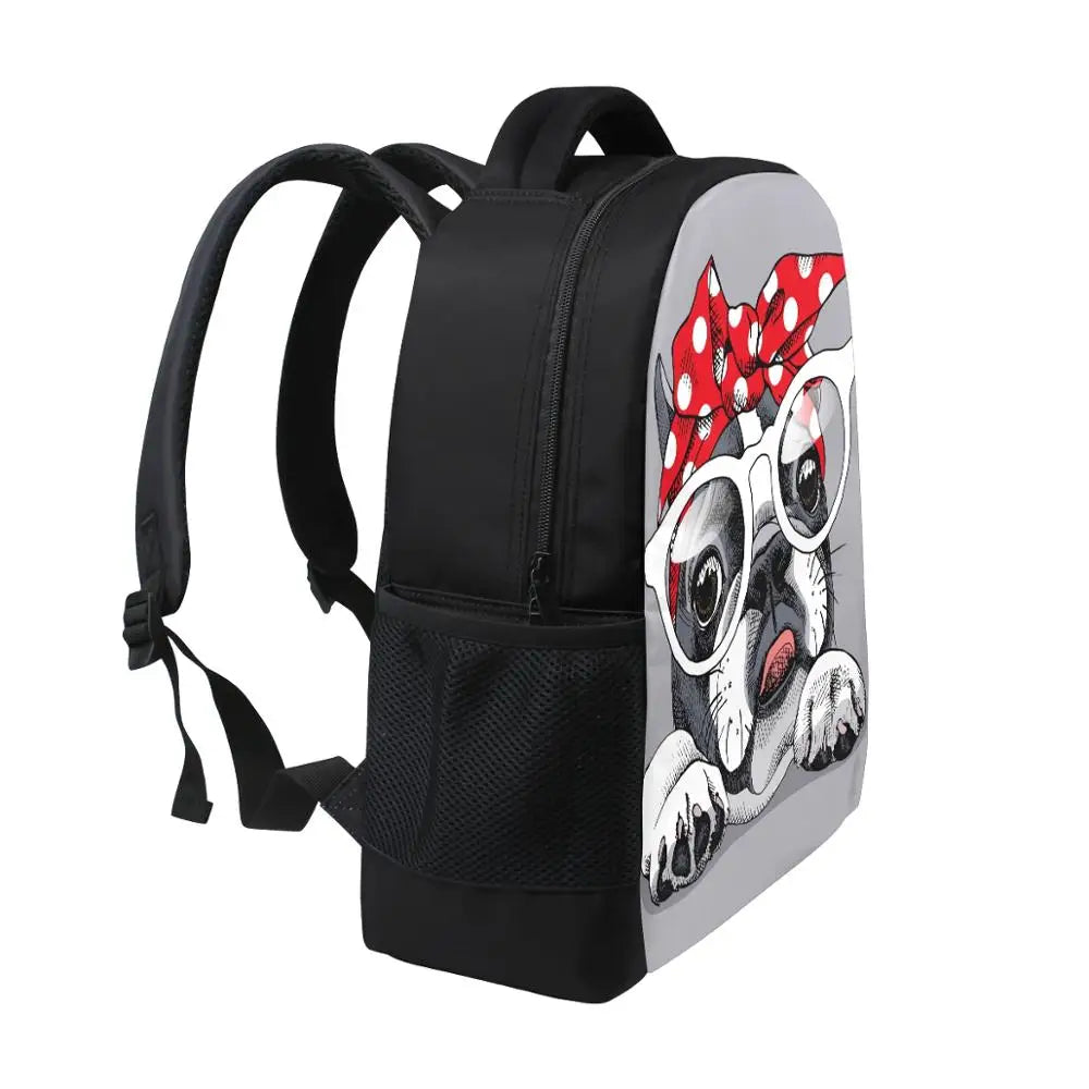 French Bulldog Portrait School Bag for Children Teenager Shoulder Schoolbag