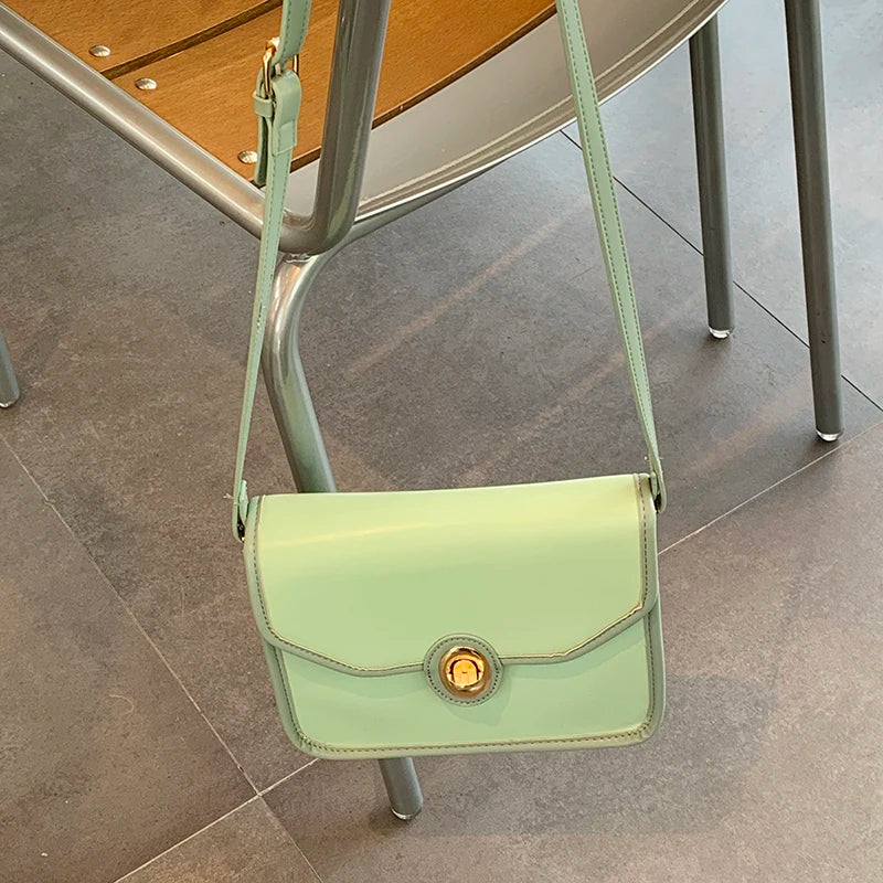 French Canvas Leather Saddle Bag Chain Bag Lady Shoulder Crossbody