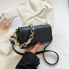 French Style Small Square Bags Soft Surface Chain Shoulder Messenger Bags