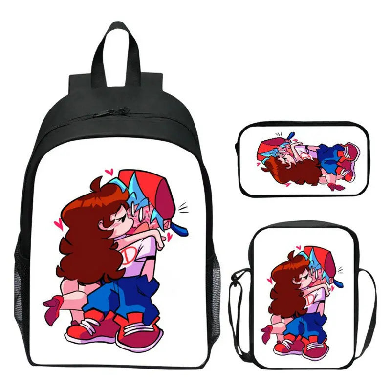 Friday Night Funkin Backpack 3 Pcs/set with Pencil Case Crossbody Bags
