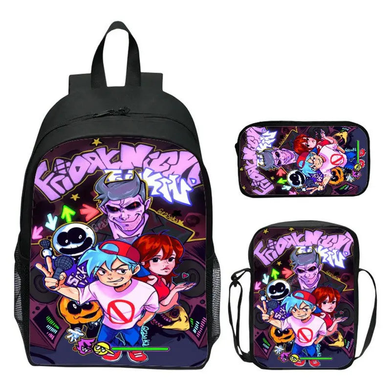 Friday Night Funkin Backpack 3 Pcs/set with Pencil Case Crossbody Bags