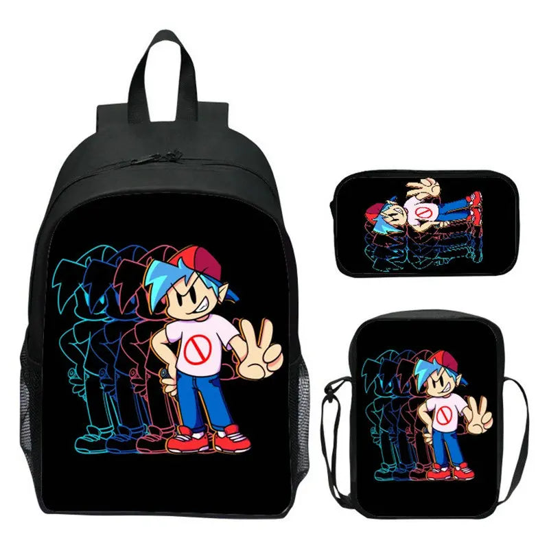 Friday Night Funkin Backpack 3 Pcs/set with Pencil Case Crossbody Bags