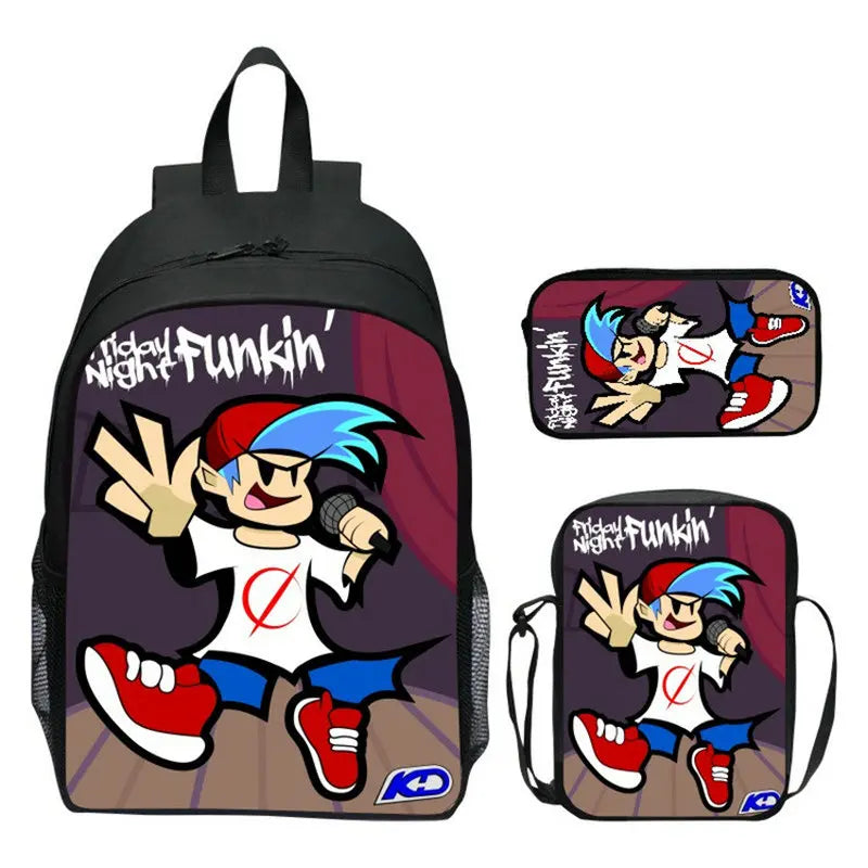 Friday Night Funkin Backpack 3 Pcs/set with Pencil Case Crossbody Bags