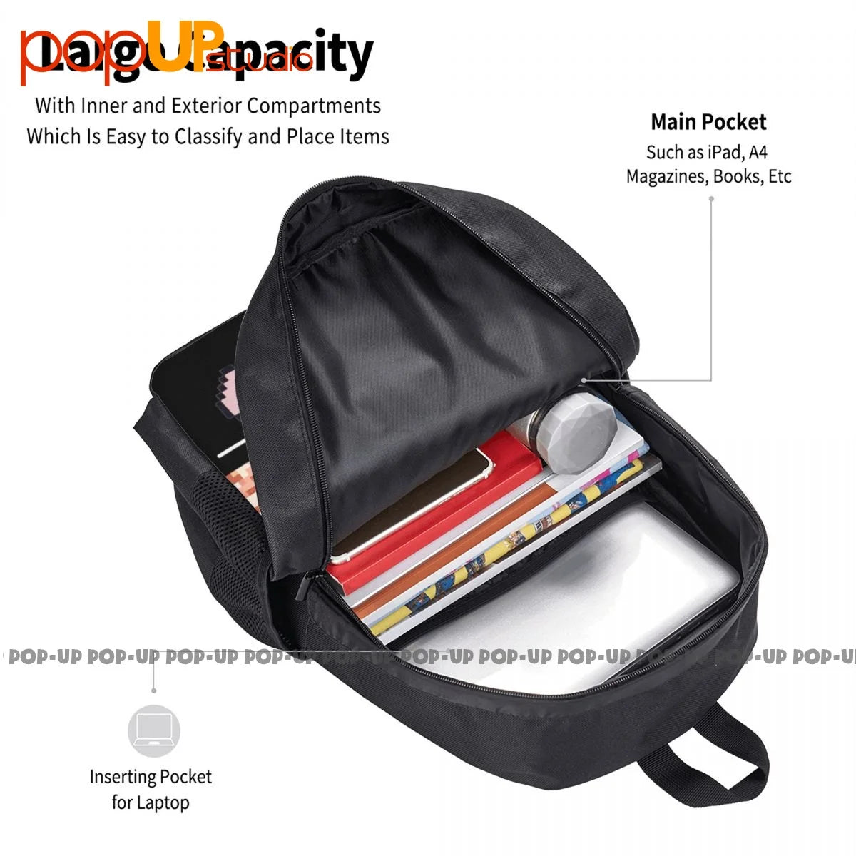 Fnf Senpai Backpack Large Capacity Gym Foldable Eco Friendly Multi-function
