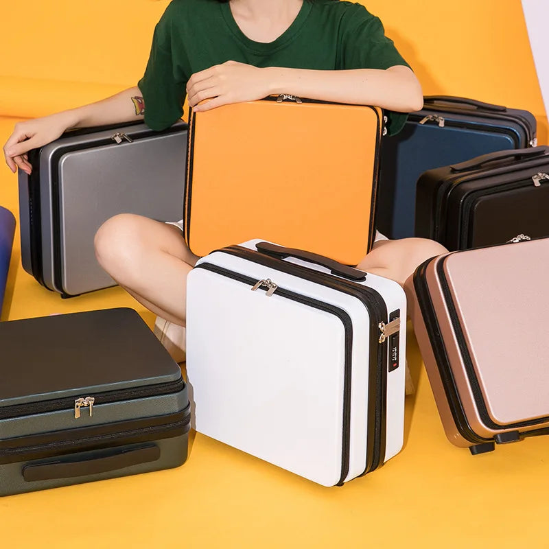Front Open Luggage Compartment Portable Cosmetic Case 16 Inch Password Box Mini