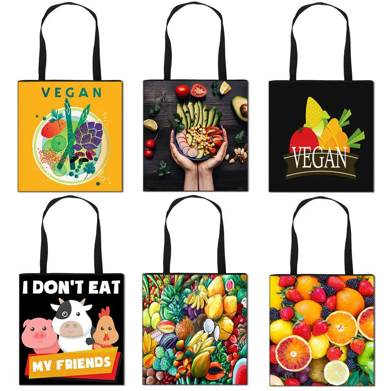 Canvas Handbag Women Shopping Bag Vegan Shoulder Bag