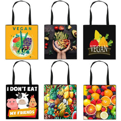 Canvas Handbag Women Shopping Bag Vegan Shoulder Bag