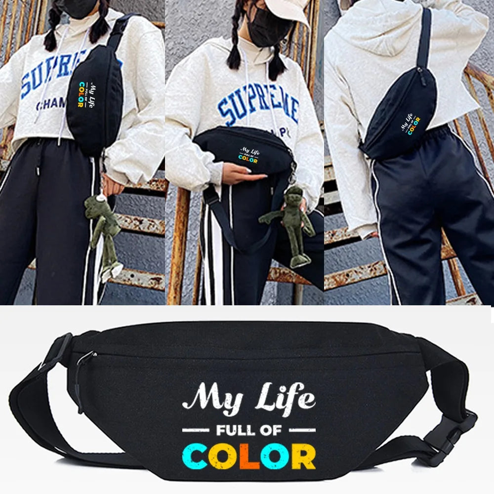 Letter Print Waist Bag Outdoor Sports Chest Bag Multifunction Running Bag