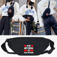 Letter Print Waist Bag Outdoor Sports Chest Bag Multifunction Running Bag