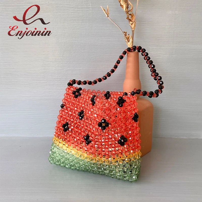 Watermelon Pattern Beaded Shoulder Bag Casual Clutch