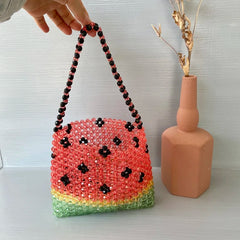 Watermelon Pattern Beaded Shoulder Bag Casual Clutch