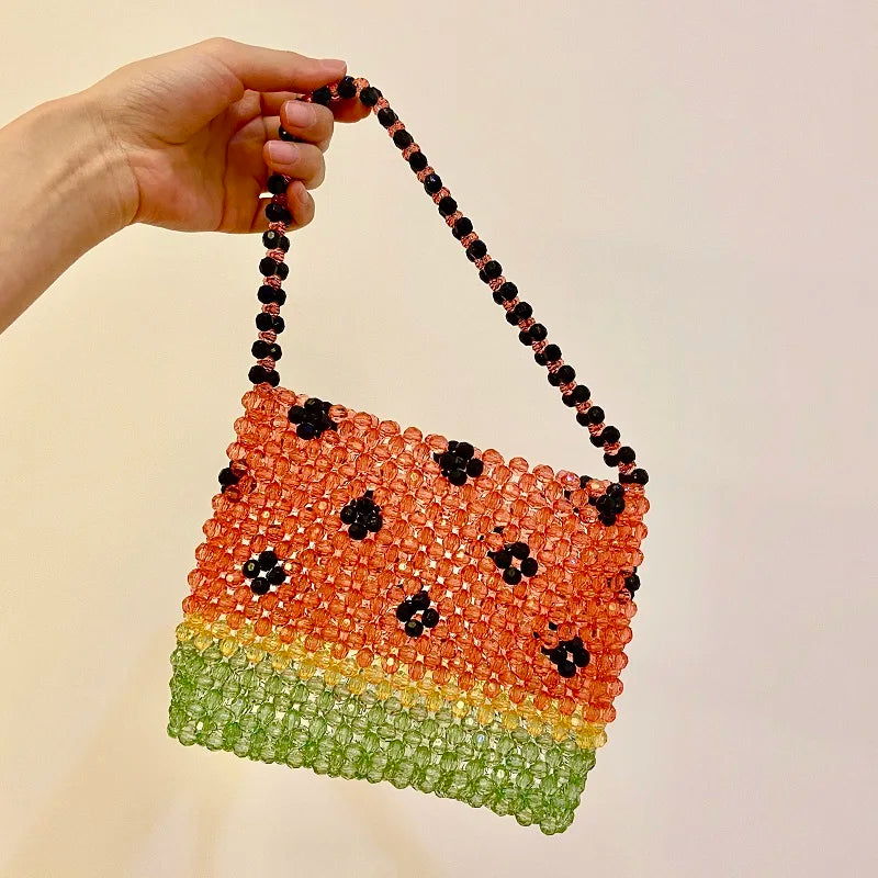 Watermelon Pattern Beaded Shoulder Bag Casual Clutch