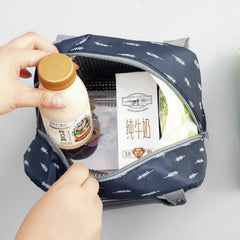 Functional Pattern Cooler Lunch Box Insulated Canvas Lunch Bag