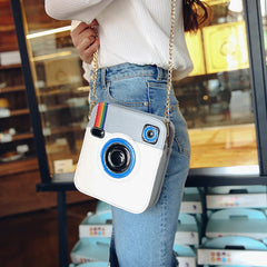 Funny Camera Flap Bag PU Leather Shoulder Messenger Crossbody Clutch Purse