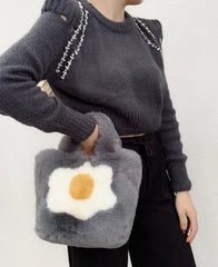 Funny Egg Chain Handbag for Women Winter Soft Shoulder Handbags