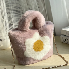 Funny Egg Chain Handbag for Women Winter Soft Shoulder Handbags