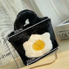Funny Egg Chain Handbag for Women Winter Soft Shoulder Handbags