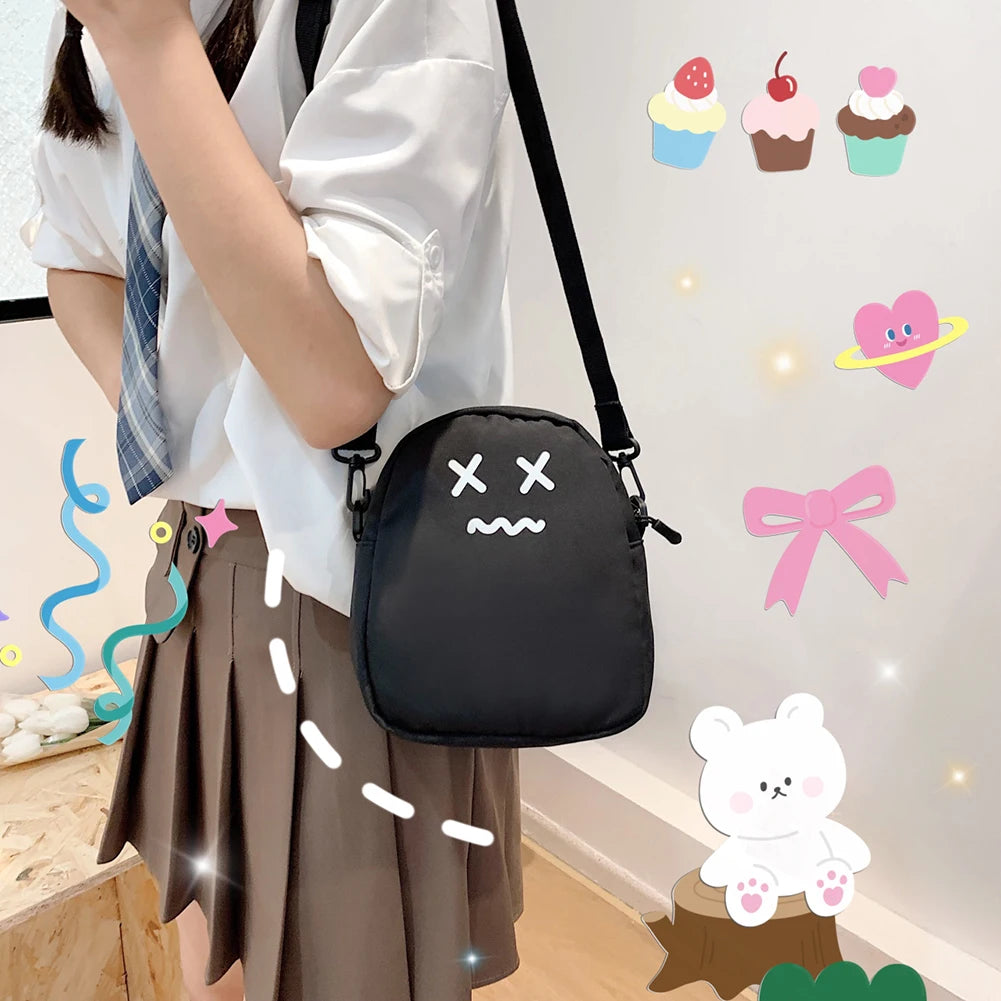 Funny Ghost Face Crossbody Bag Women Girls Nylon Harajuku Shoulder Messenger