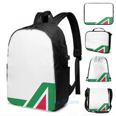 Alitalia Rally USB Charge Backpack School Travel Laptop Bag