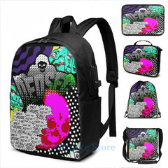 Funny Dedsec USB Charge Backpack for Men and Women