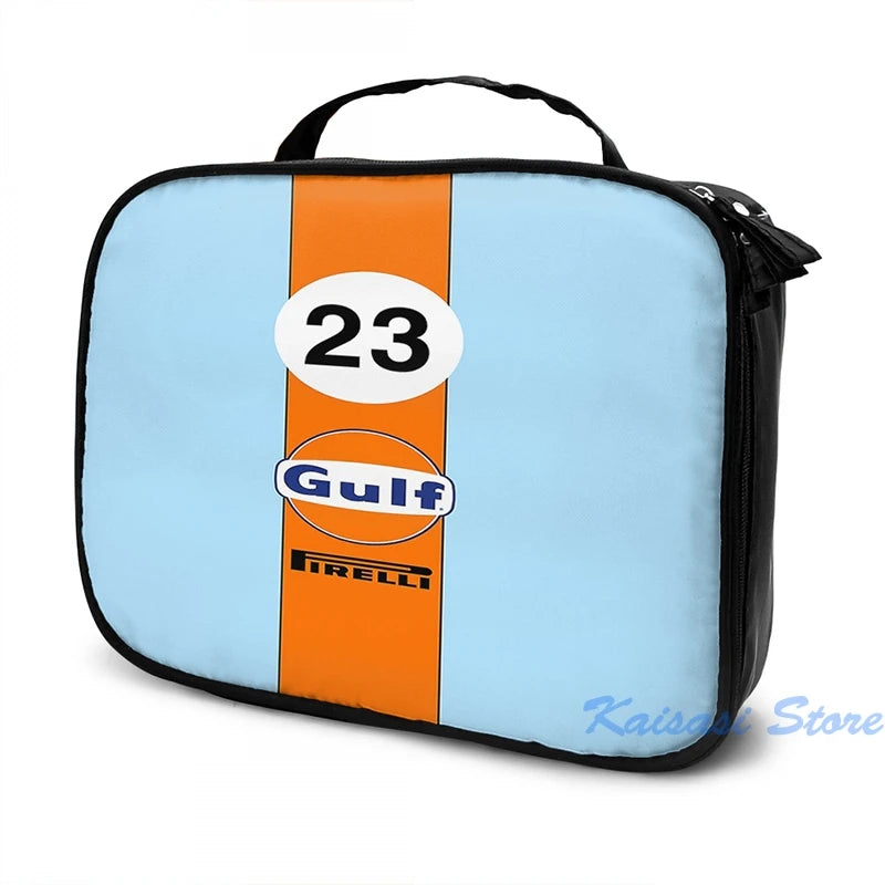 Gulf Oil Racing Colours USB Charge Backpack Men School Bags Women Bag Travel Lap