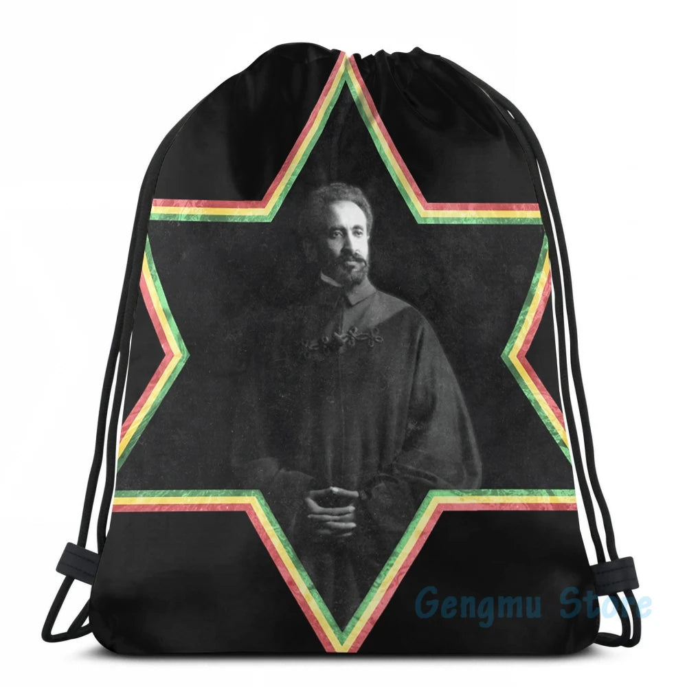 Funny Graphic print Haile Selassie Star of David USB Charge Backpack