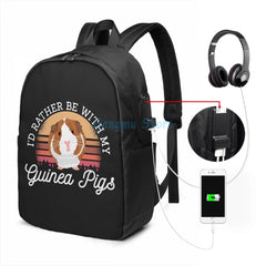 Funny Graphic print Guinea Pig Cavy USB Charge Backpack School Travel Bag