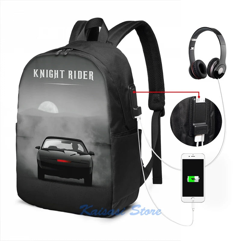 Knight Rider USB Charge Backpack Laptop Bag