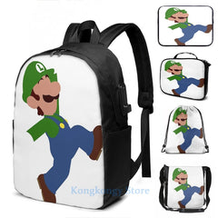 Luigi Minimalist USB Charge Backpack Men Women School Travel Laptop Bag