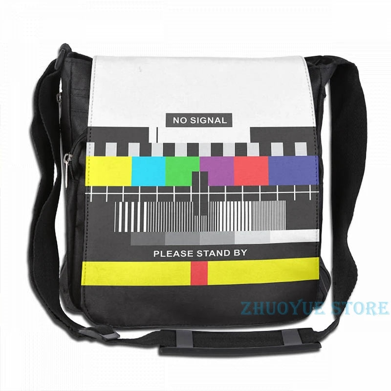 Funny Graphic Print TV No Signal USB Charge Backpack School Bag