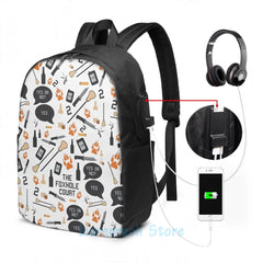 Funny Foxhole Court Pattern USB Charge Backpack Men School Women Bag