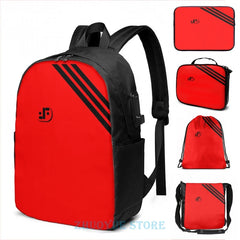 V Visitor Uniform USB Charge Backpack School Travel Laptop Bag
