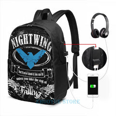 Nightwing Graphic Print Backpack with USB Charge Port