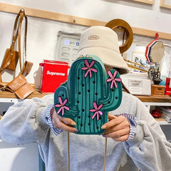 Funny Cactus Shaped Women's Bag Chain Shoulder Cross Bag