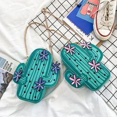 Funny Cactus Shaped Women's Bag Chain Shoulder Cross Bag