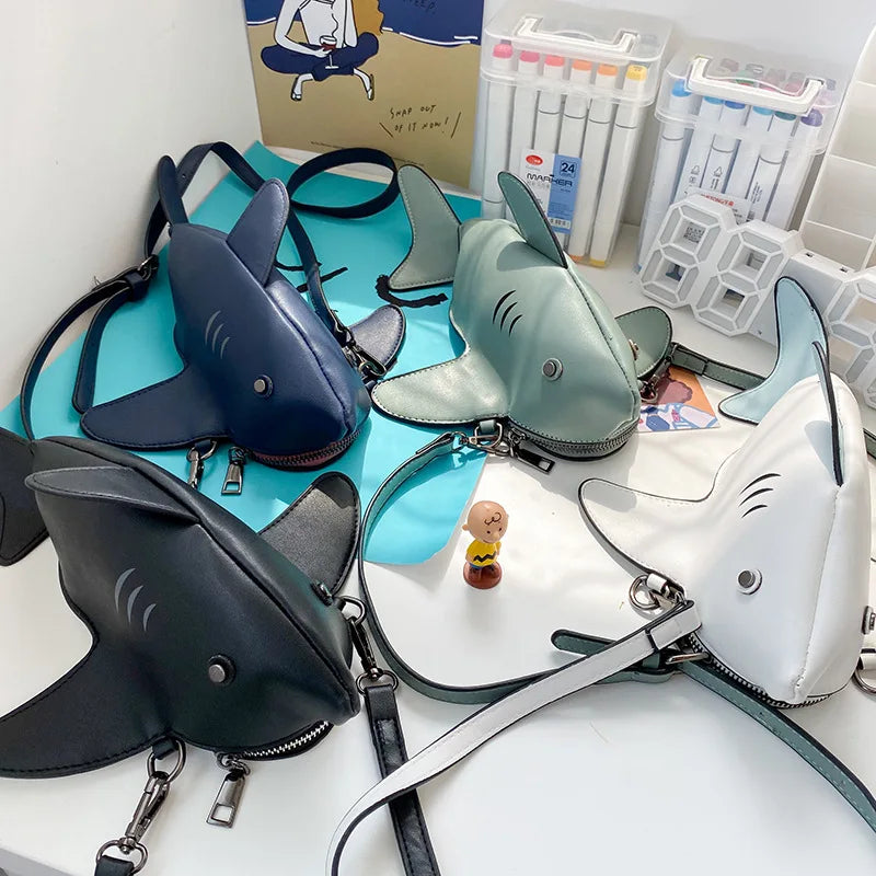 Funny Shark Shaped Women Shoulder Messenger Bag Cartoon Chain Lady Hand Bags