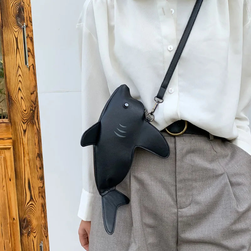 Funny Shark Shaped Women Shoulder Messenger Bag Cartoon Chain Lady Hand Bags