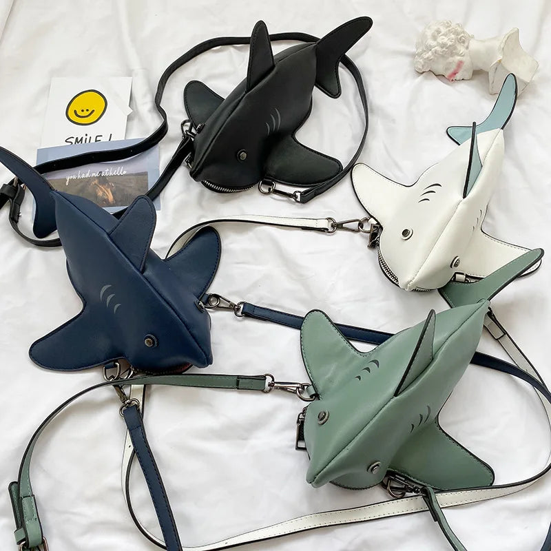 Funny Shark Shaped Women Shoulder Messenger Bag Cartoon Chain Lady Hand Bags