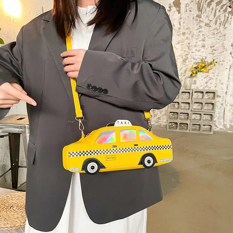 Funny Taxi Crossbody Bags for Women Car Shaped Shoulder Bag