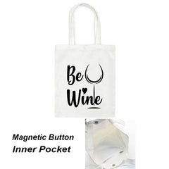 Funny Wine Print Women Shoulder Bag Female Cotton Canvas Tote Bag
