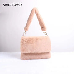 Leopard Print Fur Bag Crossbody Winter Shoulder Bag