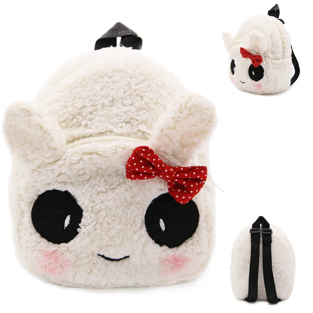 Furry Plush Winter Backpack Kids Girl Schoolbag Hand Warmer School Bag