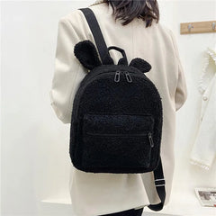 Fuzzy Rabbit Backpack Fluffy Plush Bunny Ears School Bag